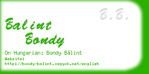 balint bondy business card